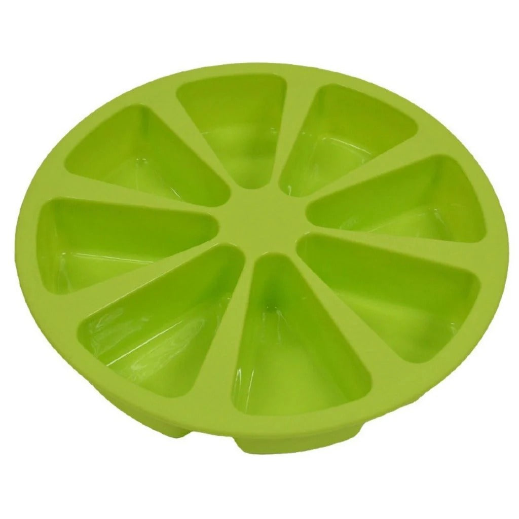 Flexible silicone mold being bent for release
