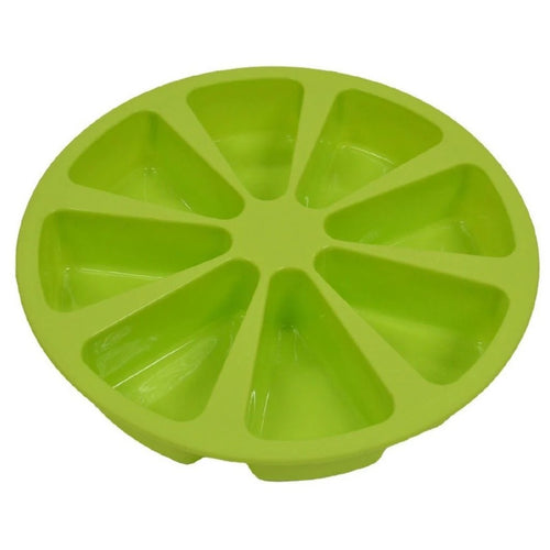 Flexible silicone mold being bent for release